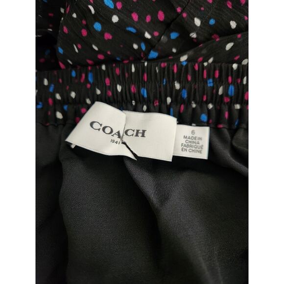 NWOT Coach Tiered Midi Skirt with Snaps Ruffle Hem Dots Multicolor Silk Size 6 - Picture 7 of 8